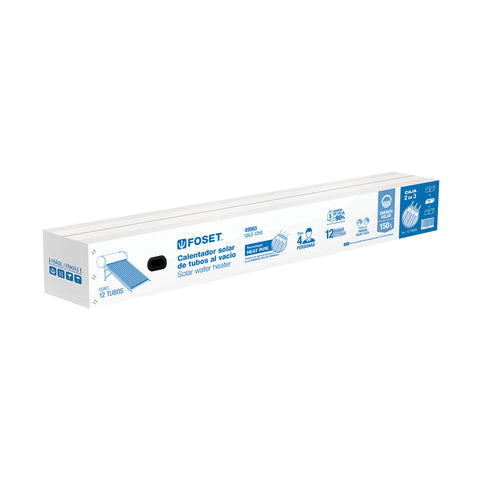 Calentador solar HeatPipe, 12 tubos, 150L, 4 personas, FOSET | CALE-12HS | 49965