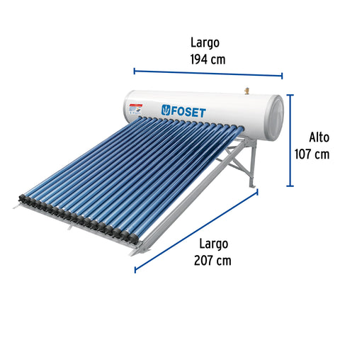Calentador solar HeatPipe, 18 tubos, 200L, 5 personas, FOSET | CALE-18HS | 49966