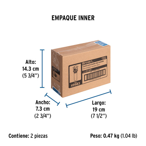 Contra p/lavabo con rebosadero, tipo moneda, cromo, 1-1/4' | CE-205 | 49983
