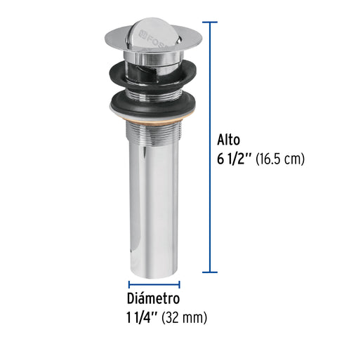 Contra p/lavabo con rebosadero, tipo moneda, cromo, 1-1/4' | CE-205 | 49983