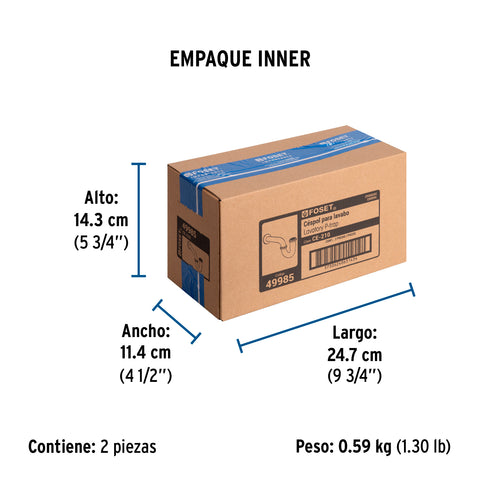 Céspol 1-1/4', sin contra, latón cromo, para lavabo, FOSET | CE-210 | 49985