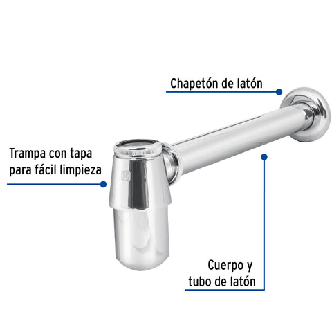 Céspol de bote 1-1/4', sin contra, latón cromo, para lavabo | CE-211 | 49986