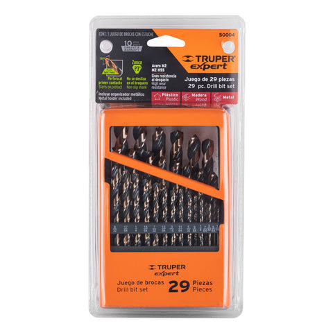 Juego de 29 brocas HSS para metal en estuche, Truper Expert | DESP-BAV-29C | 50004