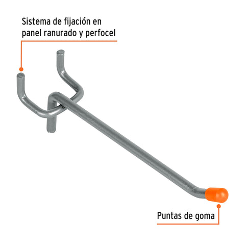 Gancho recto de 4' para perfocel y panel ranurado, Truper | GA-4 | 50149