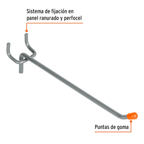 Gancho recto de 6' para perfocel y panel ranurado, Truper | GA-6 | 50152