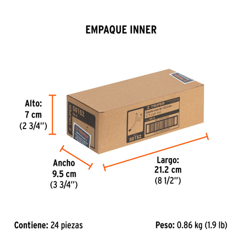 Gancho recto de 6' para perfocel y panel ranurado, Truper | GA-6 | 50152