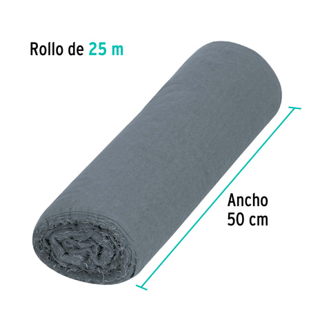 Rollo de 25 m de franela gris de algodón, KLINTEK | FRA-25G | 56021