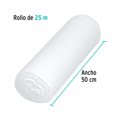 Rollo de 25 m de franela blanca de algodón, KLINTEK | FRA-25B | 56023