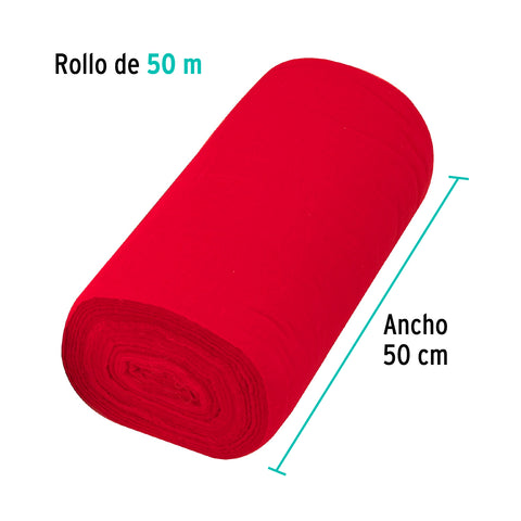 Rollo de 50 m de franela roja de algodón, KLINTEK | FRA-50R | 57002