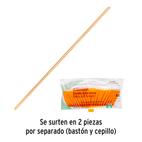 Escoba cerdas de PET extra suaves, bastón de madera | ES-350S | 57030