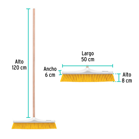 Cepillo industrial cerda suave de 50 cm, bastón de madera | CEPI-50 | 57036