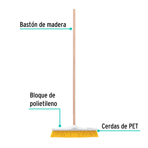 Cepillo industrial cerda suave de 50 cm, bastón de madera | CEPI-50 | 57036