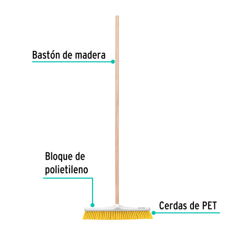Cepillo industrial cerda suave de 56 cm, bastón de madera | CEPI-60 | 57037
