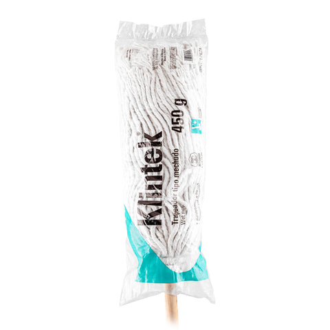 Trapeador tipo mechudo, 450 g con bastón de 120 cm, KLINTEK | MECH-450 | 57061