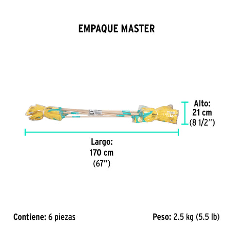 Trapeador de microfibra lisa, bastón de 120 cm, KLINTEK | MECH-185S | 57075