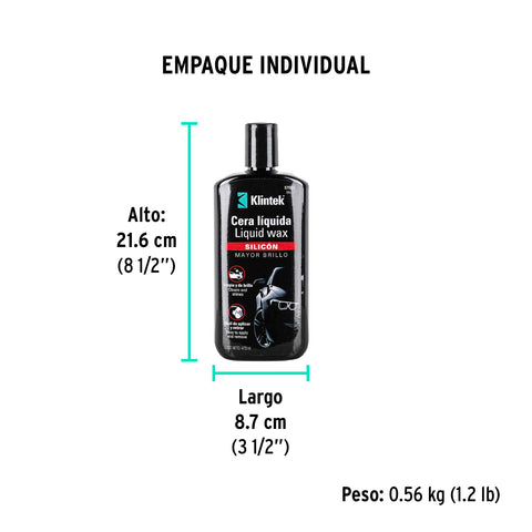 Cera líquida de silicón para auto, 473 ml, KLINTEK | EA-31 | 57088