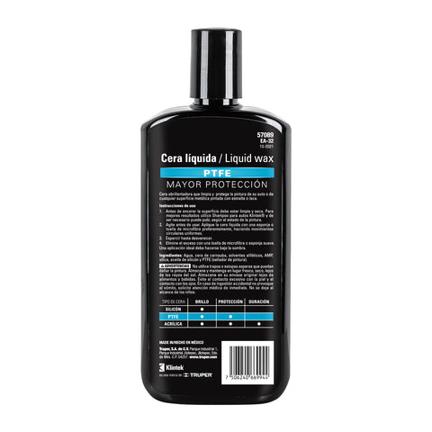 Cera líquida PTFE para auto, 473 ml, KLINTEK | EA-32 | 57089