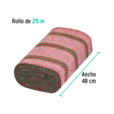 Rollo de 25 m de jerga sarga ligera roja, KLINTEK | JER-25RL | 57100