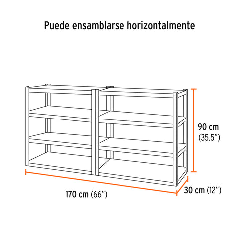 Estante metálico 8 repisas capacidad 80 Kg,180x30x85, TRUPER | ESTM-830 | 58001