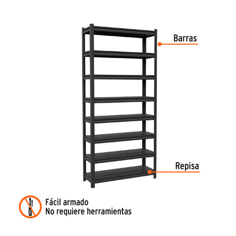 Estante metálico 8 repisas capacidad 80 Kg,180x30x85, TRUPER | ESTM-830 | 58001