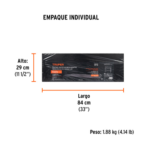 Repisa metálica de 30x85 para ESTM-530 y ESTM-830, TRUPER | ENT-30 | 58002