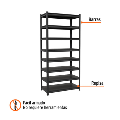 Estante metálico 8 repisas capacidad 80 Kg,180x45x85, TRUPER | ESTM-845 | 58004
