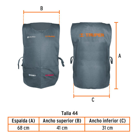 Mandil bordado al frente, estampado al dorso, Truper | MAND | 60030