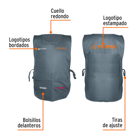 Mandil bordado al frente, estampado al dorso, Truper | MAND | 60030