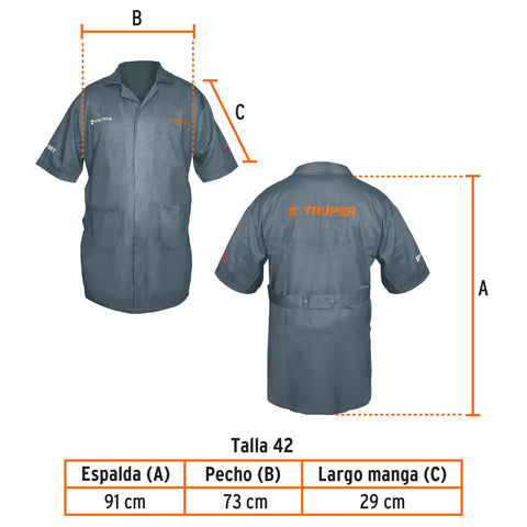 Bata bordada con logo, talla 42, Truper | BATA-42 | 60040