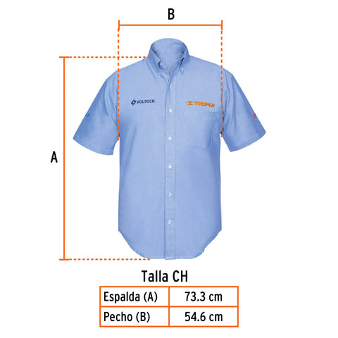 Camisa manga corta para hombre, azul, CH, Truper | CAM-AZ-CS | 60348