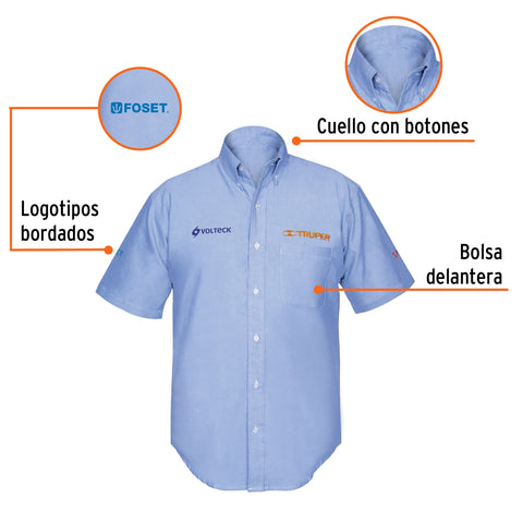 Camisa manga corta para hombre, azul, CH, Truper | CAM-AZ-CS | 60348