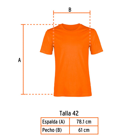 Playera cuello redondo para hombre, naranja, EG, Truper | CAM-NAR-42 | 60431