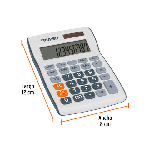 Calculadora de bolsillo, Truper | CALC-12B | 60480