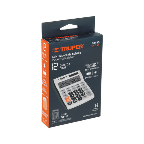 Calculadora de bolsillo, Truper | CALC-12B | 60480