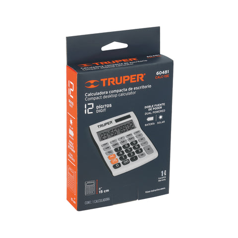 Calculadora de escritorio 15 cm, Truper | CALC-15E | 60481