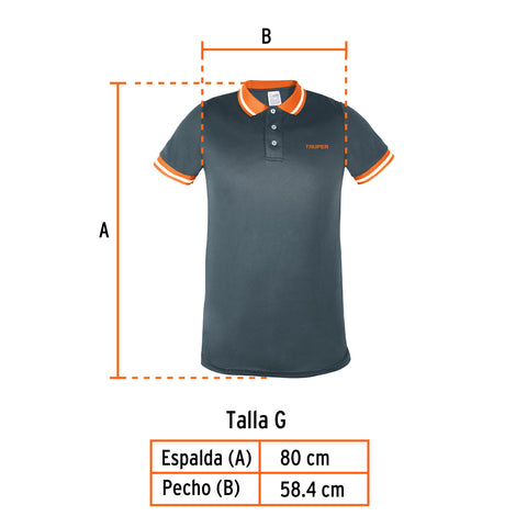 Playera polo performance para hombre, gris, G, Truper | DRY-GC-G | 61083