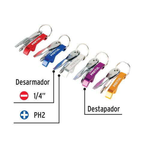 Pieza de llavero tipo desarmador y destapador, pecera 30 pz | PE-DES-30 | 65015