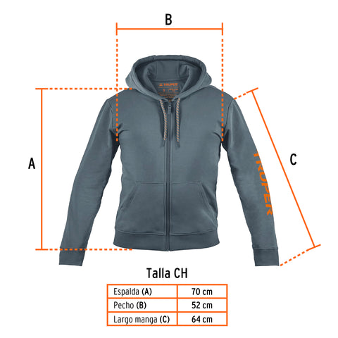 Sudadera gris para caballero, talla CH, Truper | SUD-GC-CH | 65031