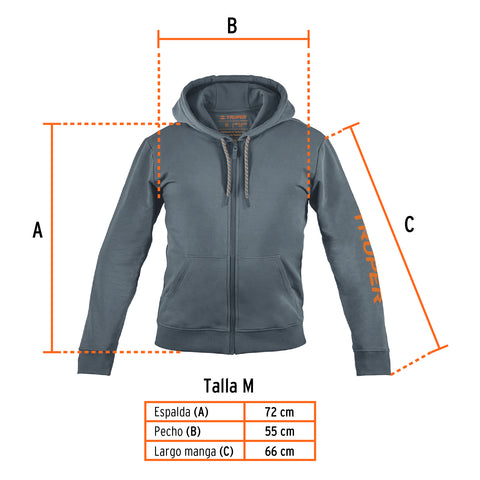 Sudadera gris para caballero, talla M, Truper | SUD-GC-M | 65032