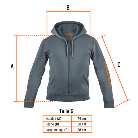 Sudadera gris para caballero, talla G, Truper | SUD-GC-G | 65033