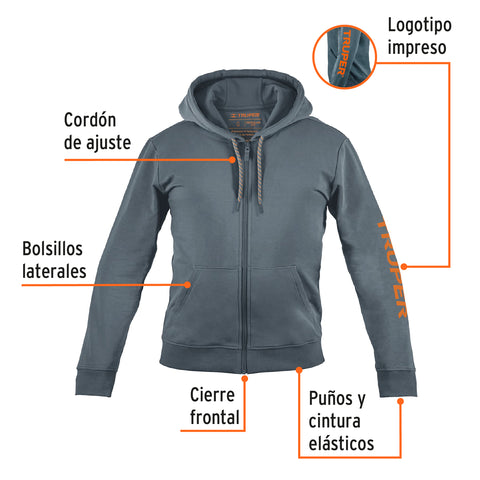 Sudadera gris para caballero, talla G, Truper | SUD-GC-G | 65033
