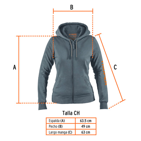 Sudadera gris para dama, talla CH, Truper | SUD-GD-CH | 65035