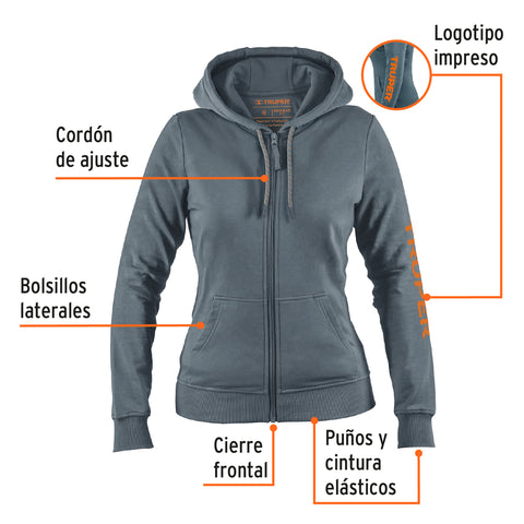 Sudadera gris para dama, talla M, Truper | SUD-GD-M | 65036