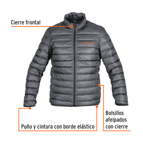 Chamarra de plumas ligera para hombre, gris, CH, TRUPER | CHAM-GC-CH | 66000