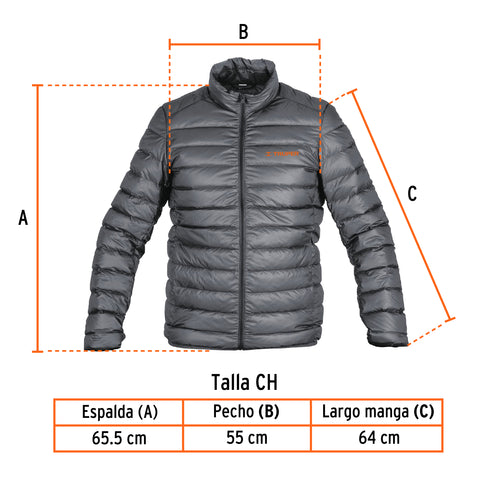 Chamarra de plumas ligera para hombre, gris, CH, TRUPER | CHAM-GC-CH | 66000