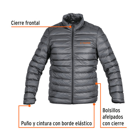 Chamarra de plumas ligera para hombre, gris, M, TRUPER | CHAM-GC-M | 66001