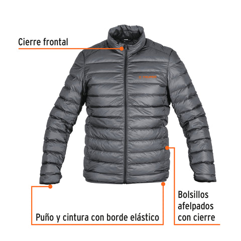 Chamarra de plumas ligera para hombre, gris, G, TRUPER | CHAM-GC-G | 66002