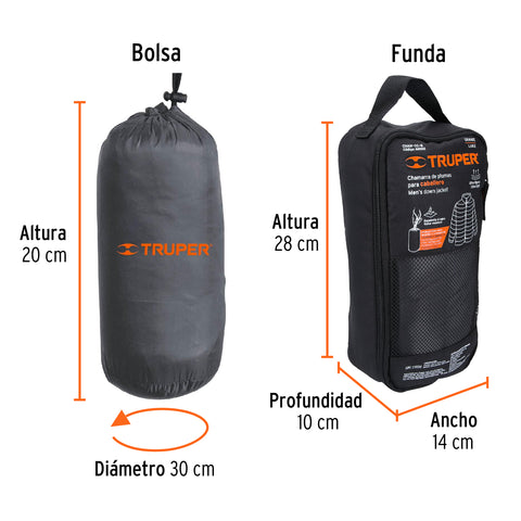 Chamarra de plumas ligera para hombre, gris, G, TRUPER | CHAM-GC-G | 66002
