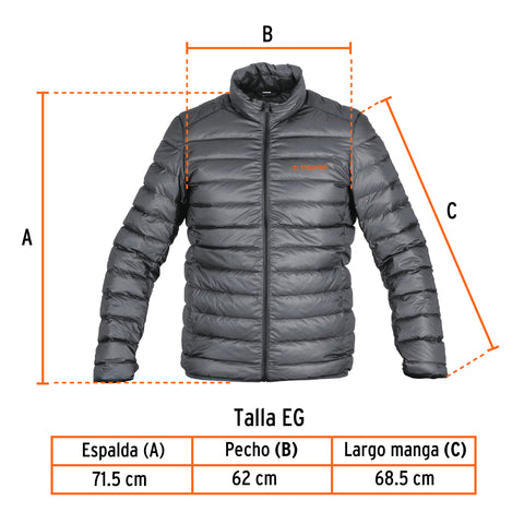 Chamarra de plumas ligera para hombre, gris, EG, TRUPER | CHAM-GC-XG | 66003