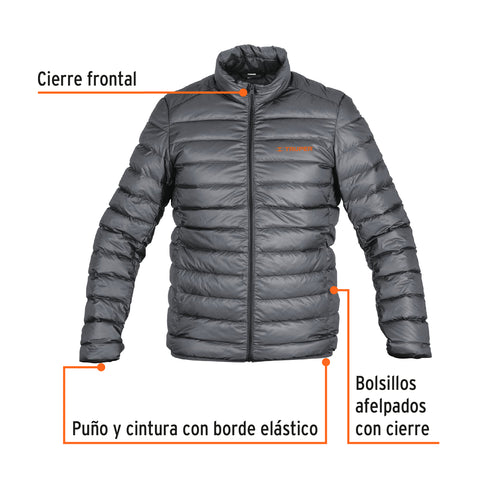 Chamarra de plumas ligera para hombre, gris, EG, TRUPER | CHAM-GC-XG | 66003